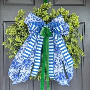 Blue and Green Floral Spring Wreath